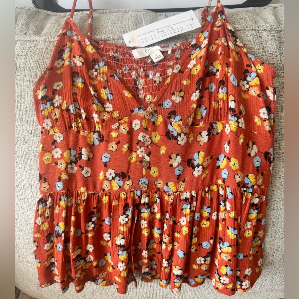 Floral Red Sleeveless Top